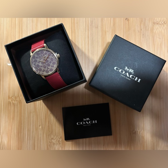 Coach Grand Watch With 36mm Coach Signiture Face & Red Leather Band - Picture 7 of 7